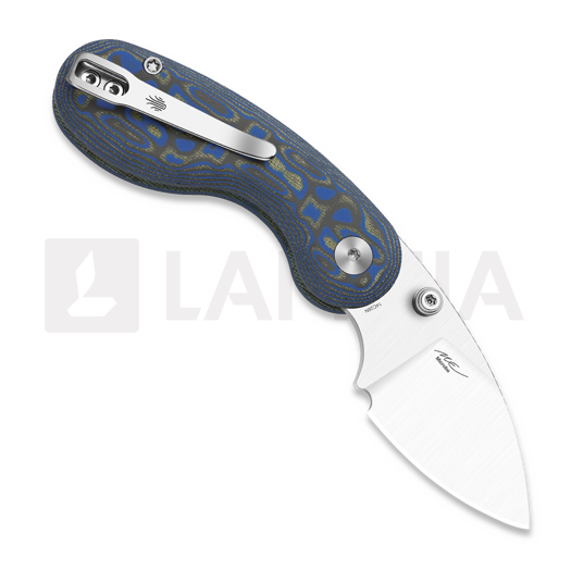 Kizer Cutlery Microbe 14C28N sulankstomas peilis, Blue Vortex Micarta, Stonewashed