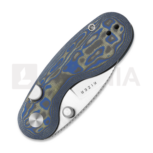 Coltello pieghevole Kizer Cutlery Microbe 14C28N, Blue Vortex Micarta, Stonewashed