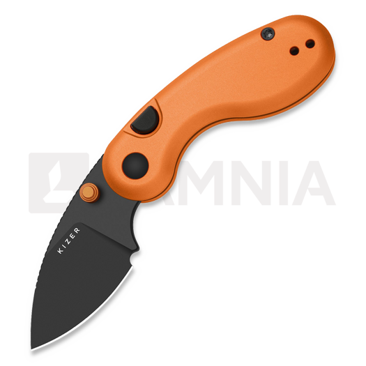Kizer Cutlery Microbe 14C28N סכין מתקפלת, Orange Aluminum, Black PVD