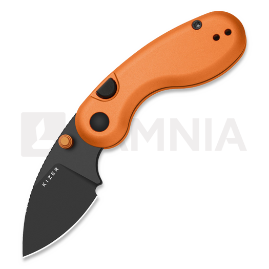 Kizer Cutlery Microbe 14C28N 접이식 나이프, Orange Aluminum, Black PVD