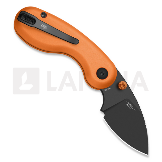 Kizer Cutlery Microbe 14C28N sulankstomas peilis, Orange Aluminum, Black PVD