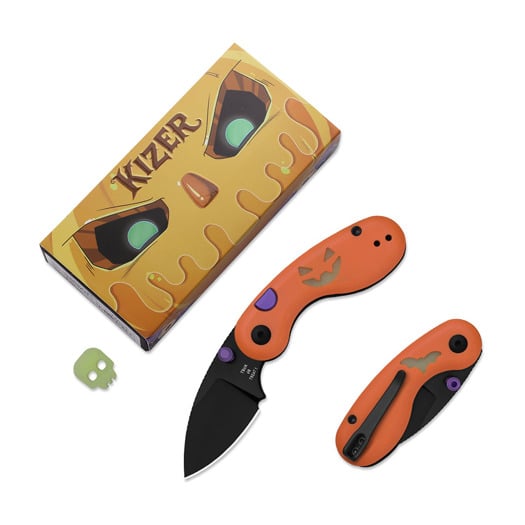 Kizer Cutlery Microbe 2026 Halloween Special vouwmes, Black PVD 14C28N, GID G-10