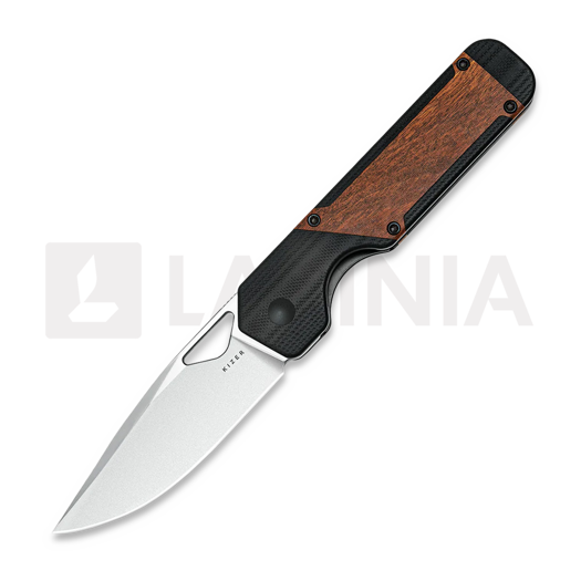 Kizer Cutlery Militaw 154CM foldekniv, Black G-10/Mkuruti Wood