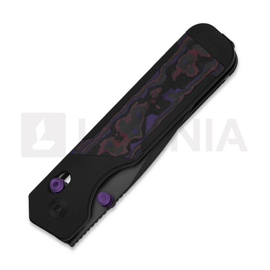 Kizer Cutlery Militaw 315 Elmax k&auml;&auml;nt&ouml;veitsi, Purple Haze FatCarbon & Black Aluminum, Matte DLC Ultra