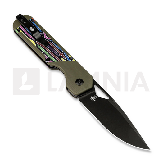 Coltello pieghevole Kizer Cutlery Militaw Nitro-V, Olive Green/Party Steamers