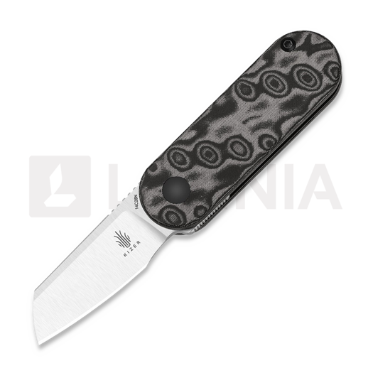 Saliekams nazis Kizer Cutlery Mini Bay, Gray/Black Vortex Micarta, Satin