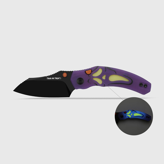 Kizer Cutlery Mini Bulldog 2026 Halloween Special vouwmes, Black PVD Nitro-V, GID G-10 & Acrylic