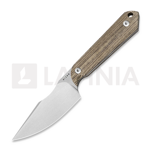 Kizer Cutlery Mini Harpoon AEB-L ナイフ, Brown Micarta, Stonewashed