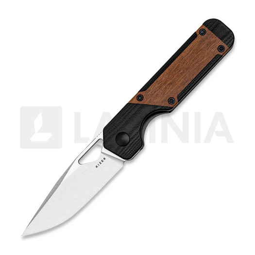 Kizer Cutlery Mini Militaw Nitro-V foldekniv, Black G-10/Mkuruti Wood