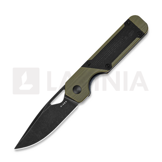 Kizer Cutlery Mini Militaw Nitro-V 접이식 나이프, Green G-10/Black Micarta
