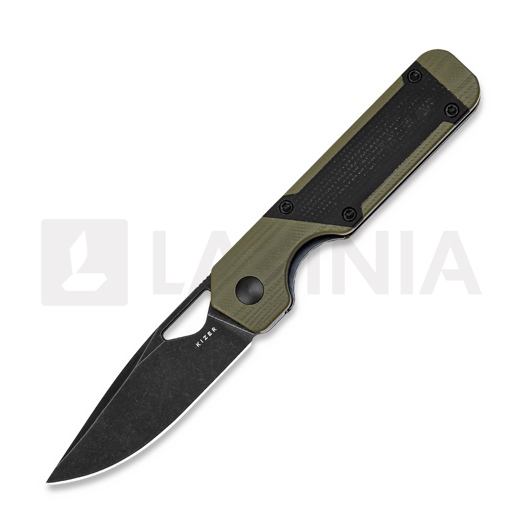 Kizer Cutlery Mini Militaw Nitro-V kääntöveitsi, Green G-10/Black Micarta