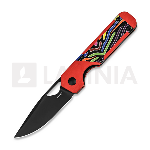 Saliekams nazis Kizer Cutlery Mini Militaw Nitro-V, Red G-10/Party Streamers