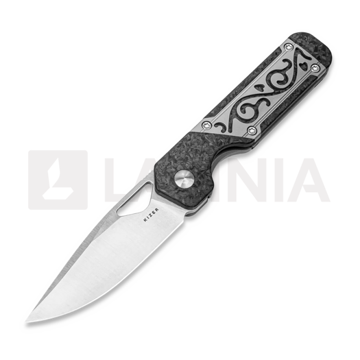 Kizer Cutlery Mini Militaw S45VN 접이식 나이프, Patterned Ti/Carbon Fiber