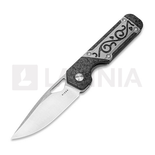 Kizer Cutlery Mini Militaw S45VN foldekniv, Patterned Ti/Carbon Fiber
