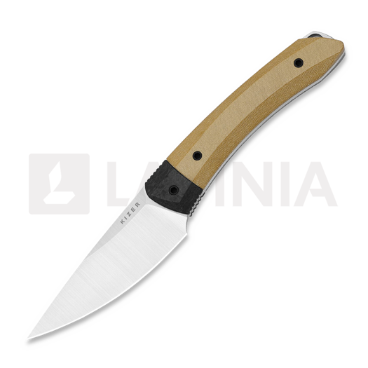 Kizer Cutlery Momo Fix 3 S35VN 刀, Brown Norplex Ultrex & Carbon Fiber, Satin