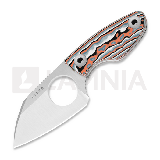 Faca Kizer Cutlery Nightjar AUS-10, Orange/Black/Silver Vortex Micarta, Satin