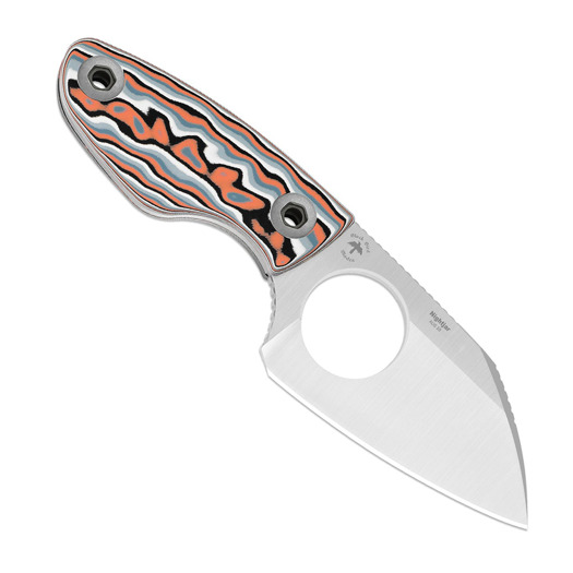 Kizer Cutlery Nightjar AUS-10 knife, Orange/Black/Silver Vortex Micarta, Satin