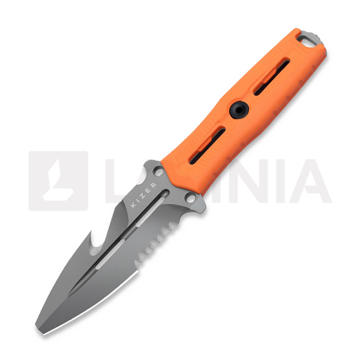 Kizer Cutlery NORCROSS Flat Tip gelbėjimo peilis, Orange G-10, Stonewashed