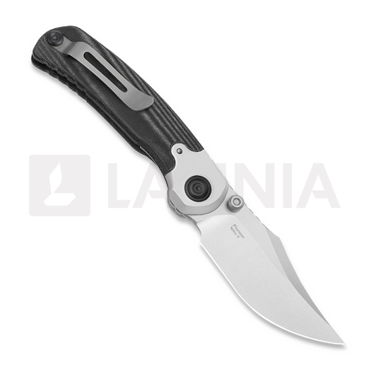 Kizer Cutlery Pioneer Bowie kääntöveitsi, Black Micarta & Aluminum, Stonewash