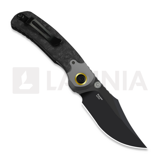 Kizer Cutlery Pioneer Clip Point kääntöveitsi, Marble Carbon Fiber & Titanium, DLC