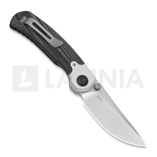 Kizer Cutlery Pioneer Drop Point kääntöveitsi, Black Micarta & Aluminum, Stonewash