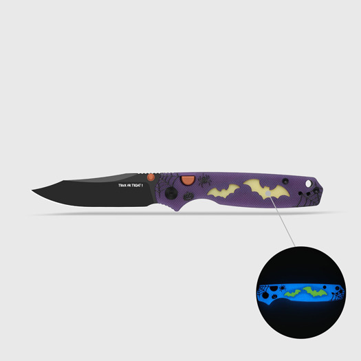 Kizer Cutlery Pokiman BC 2026 Halloween Special vouwmes, Black PVD AEB-L, GID G-10 & Acrylic