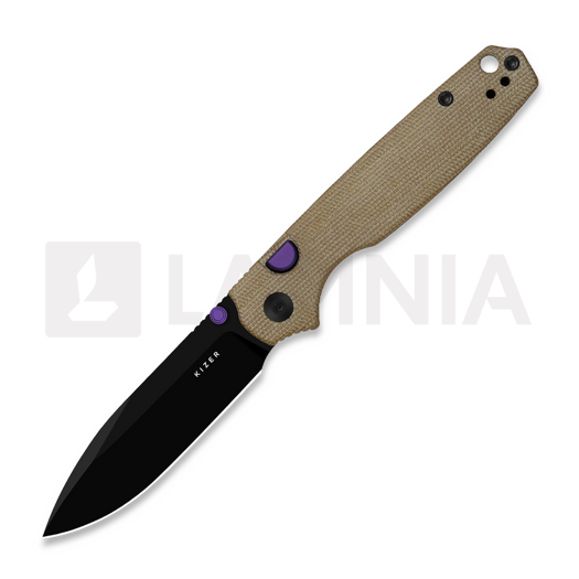 Kizer Cutlery Pokiman BLL AEB-L kääntöveitsi, Brown Micarta, Black PVD