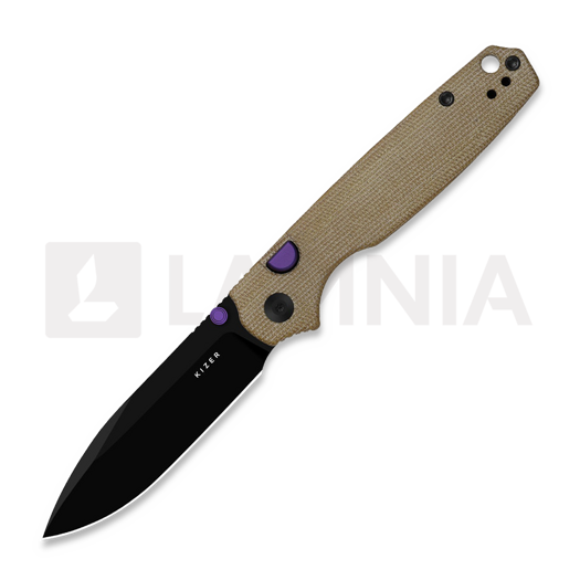 Kizer Cutlery Pokiman BLL AEB-L vouwmes, Brown Micarta, Black PVD