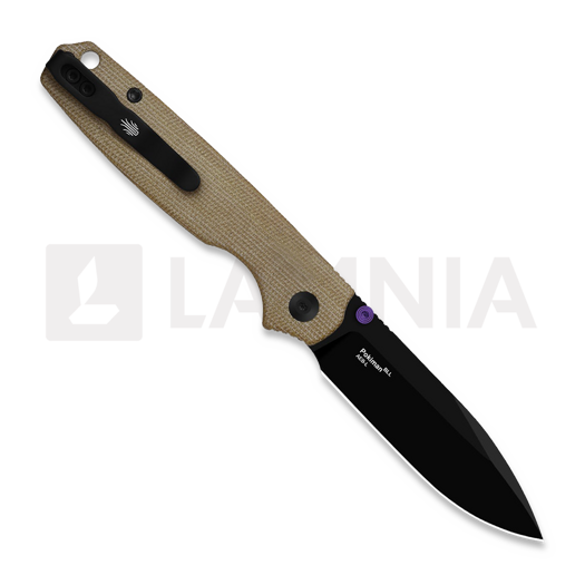 Kizer Cutlery Pokiman BLL AEB-L folding knife, Brown Micarta, Black PVD