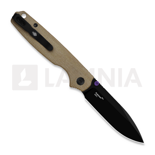 Kizer Cutlery Pokiman BLL AEB-L folding knife, Brown Micarta, Black PVD