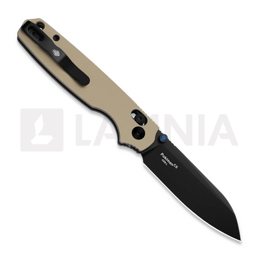 Kizer Cutlery Pokiman CS AEB-L folding knife, Tan Aluminum, Black PVD
