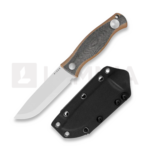 Kizer Cutlery Polaris AEB-L ナイフ, Brown G-10 & Black Micarta