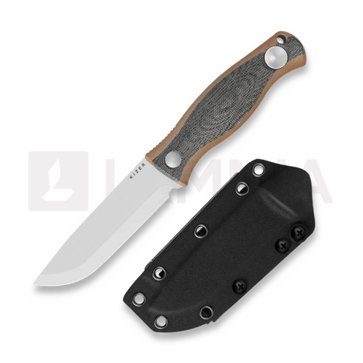 Kizer Cutlery Polaris AEB-L ナイフ, Brown G-10 & Black Micarta