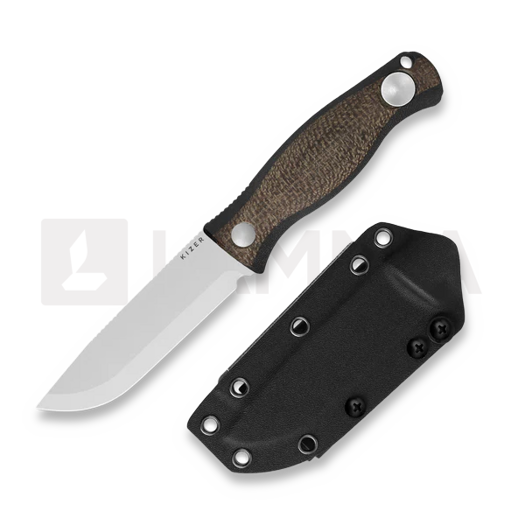 Kizer Cutlery Polaris AEB-L veitsi, Burlap Micarta & Black G-10