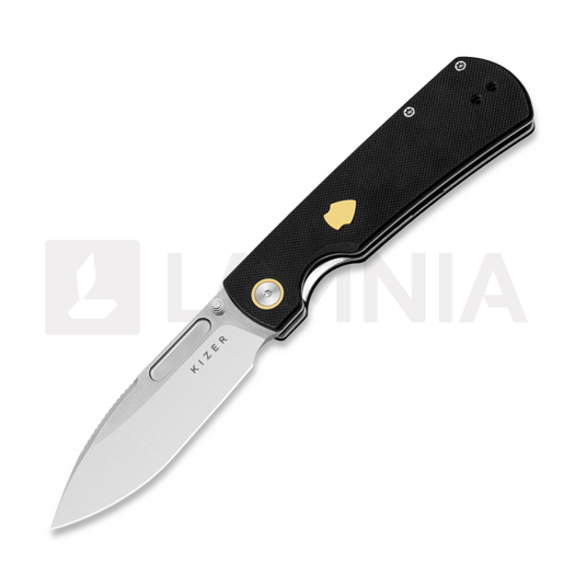 Kizer Cutlery Retro 접이식 나이프, Black G-10 & Brass Inlay, Satin