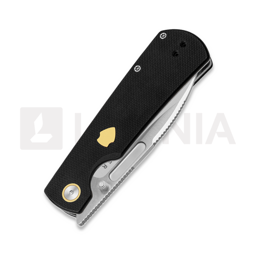 Kizer Cutlery Retro sulankstomas peilis, Black G-10 & Brass Inlay, Satin
