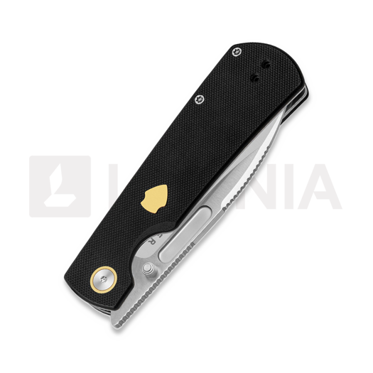 Kizer Cutlery Retro sulankstomas peilis, Black G-10 & Brass Inlay, Satin