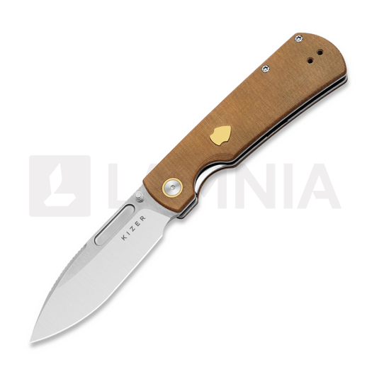Kizer Cutlery Retro 접이식 나이프, Brown Micarta & Brass Inlay, Satin