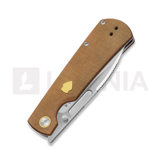 Kizer Cutlery Retro folding knife, Brown Micarta & Brass Inlay, Satin