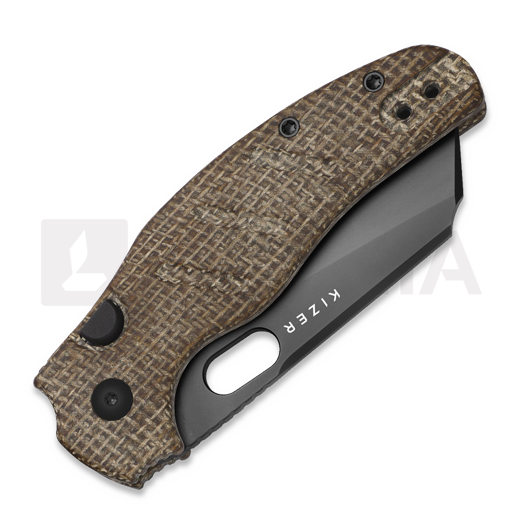 Kizer Cutlery Sheepdog C01C Elmax sulankstomas peilis, Brown Micarta, DLC