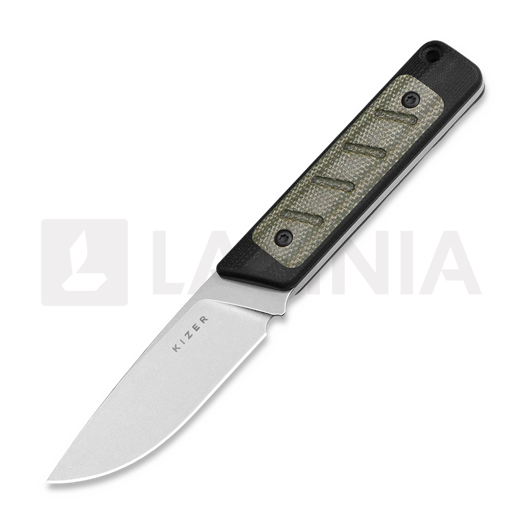 Нож Kizer Cutlery Smolt 14C28N, Black G-10 & Green Micarta, Stonewash