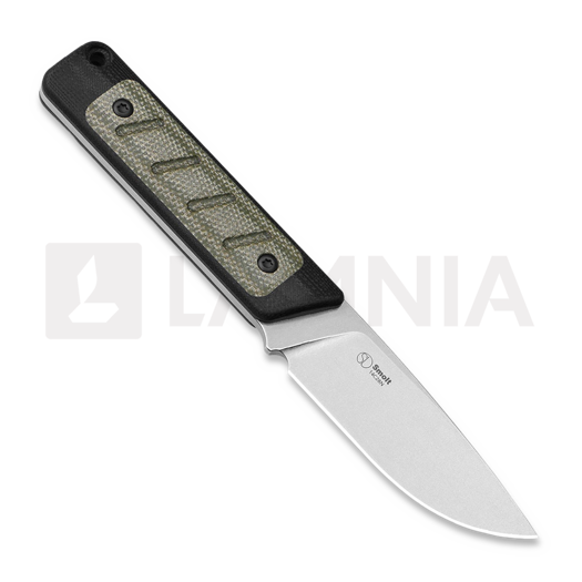 Kizer Cutlery Smolt 14C28N kniv, Black G-10 & Green Micarta, Stonewash