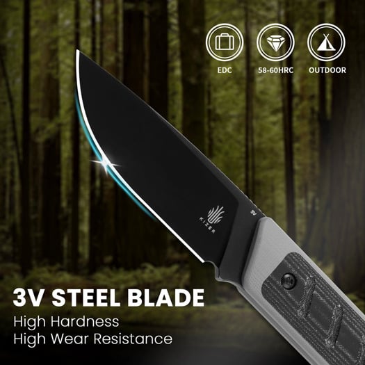 Kizer Cutlery Smolt 3V kniv, Gray G-10 & Black Micarta
