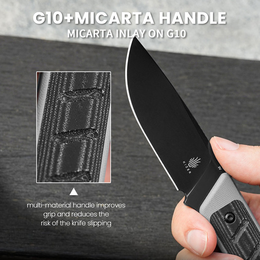 Kizer Cutlery Smolt 3V kniv, Gray G-10 & Black Micarta
