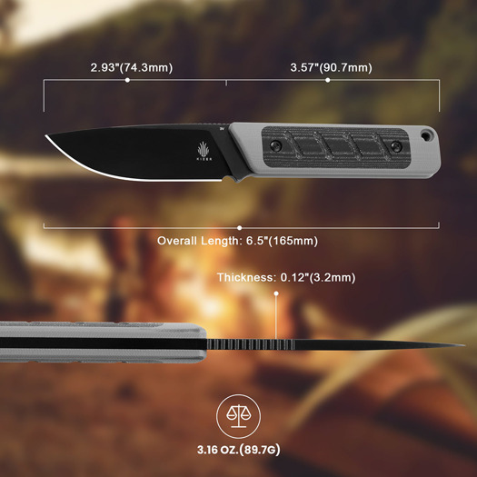 Kizer Cutlery Smolt 3V veitsi, Gray G-10 & Black Micarta