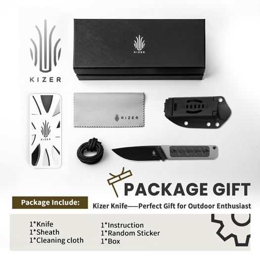 Cuțit Kizer Cutlery Smolt 3V, Gray G-10 & Black Micarta