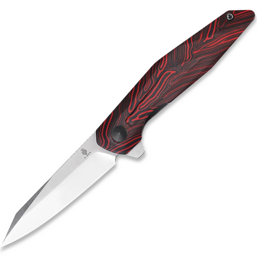 Kizer Cutlery Spot Linerlock 접이식 나이프, Black/Red Damascus G-10