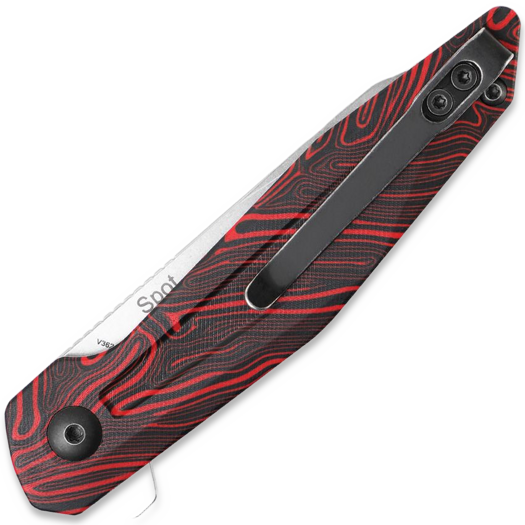 Kizer Cutlery Spot Linerlock sulankstomas peilis, Black/Red Damascus G-10