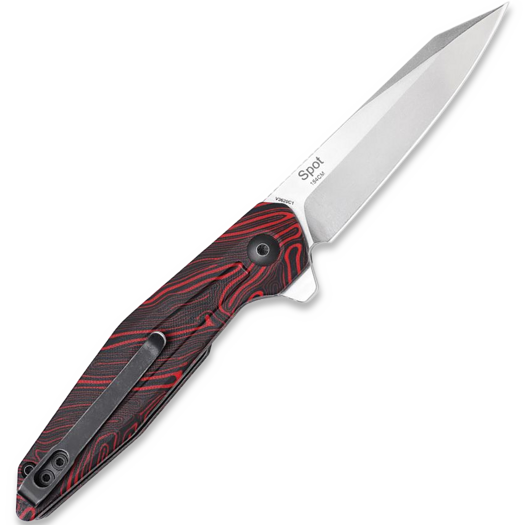 Kizer Cutlery Spot Linerlock sulankstomas peilis, Black/Red Damascus G-10