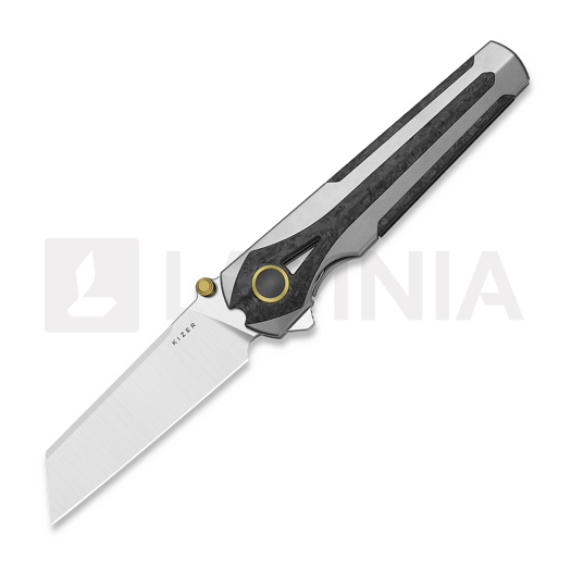 Saliekams nazis Kizer Cutlery Staff S45VN, Light Gray Titanium & Carbon Fiber, Satin